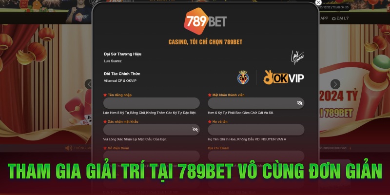 Tham gia giải trí tại 789Bet vô cùng đơn giản